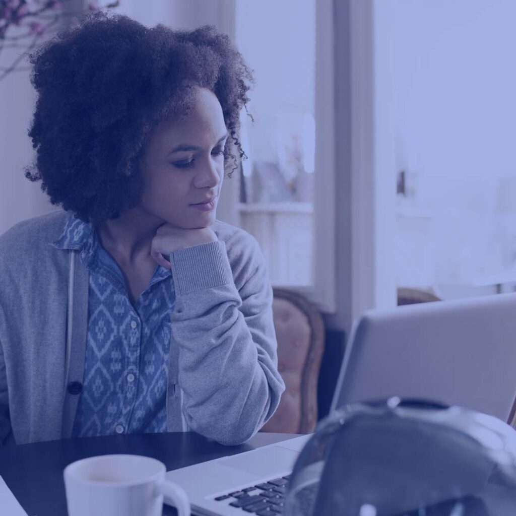 woman on laptop at home